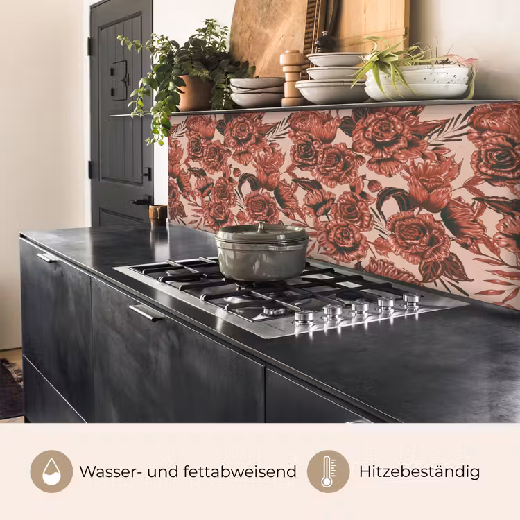 Roos - Patroon - Bloemen keuken achterwand 2 middel 871 -usp_DE