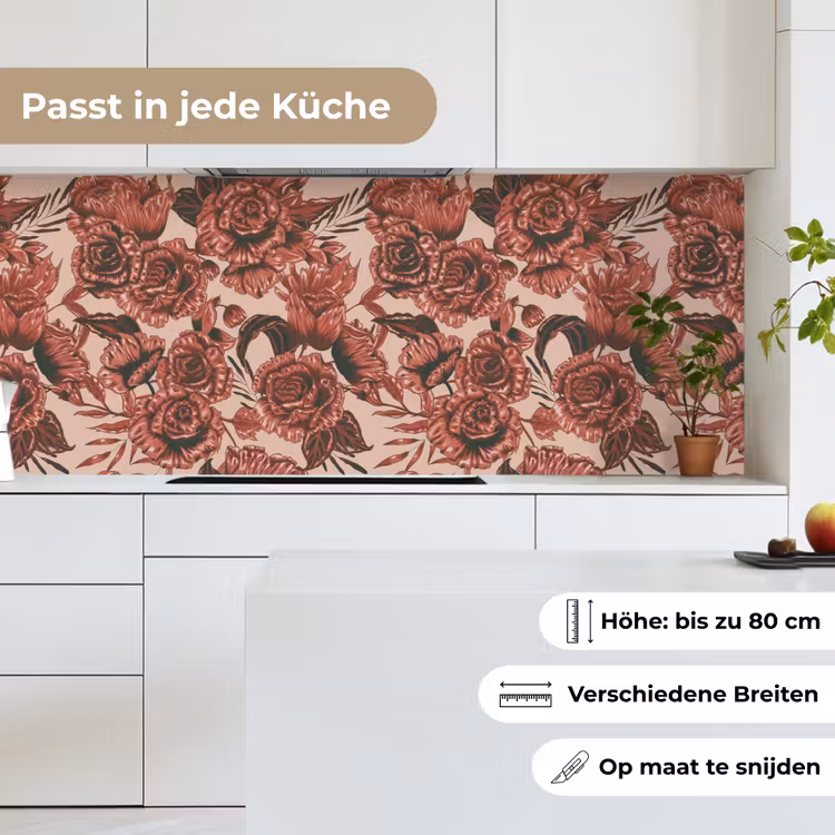 Roos - Patroon - Bloemen keuken achterwand 2 middel 871 -sfeer4_DE