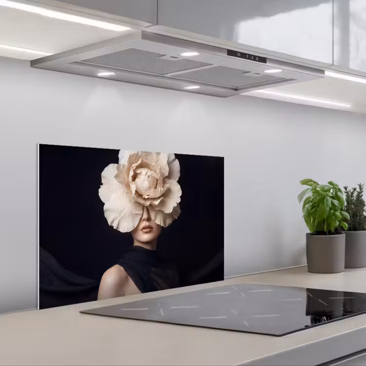 Roos - Tijdloos - Zwart keuken achterwand spatscherm klein -3d_schuin