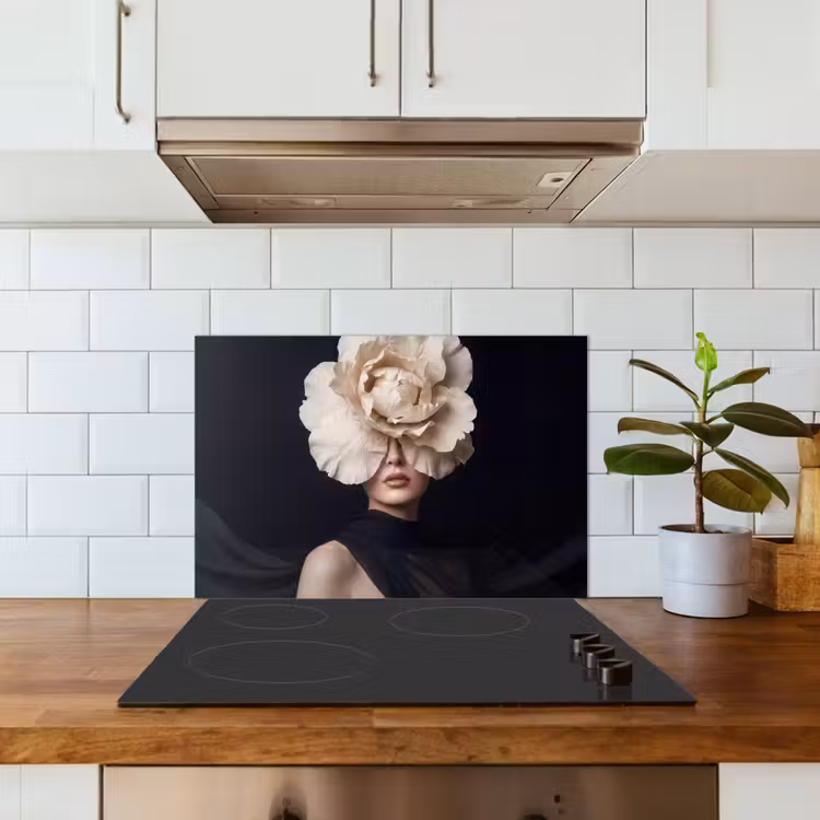 Roos - Tijdloos - Zwart keuken achterwand spatscherm klein -sfeer2
