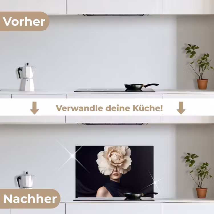 Roos - Tijdloos - Zwart keuken achterwand spatscherm klein -voor_na_DE