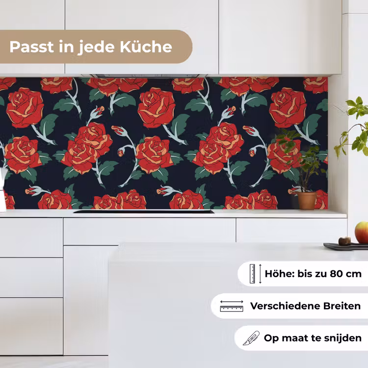 Rozen - Bloem - Patroon - Rood keuken achterwand 2 middel 871 -sfeer4_DE