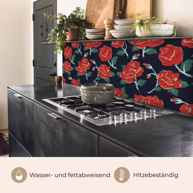 Rozen - Bloem - Patroon - Rood keuken achterwand 2 middel 871 -usp_DE