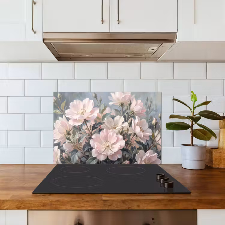 Rozen - Illustratie - Roze keuken achterwand spatscherm klein -sfeer2