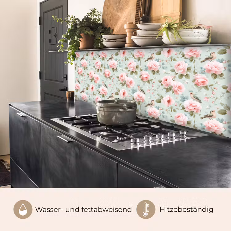 Rozen - Vogels - Pastel - Kleurrijk keuken achterwand 2 middel 871 -usp_DE