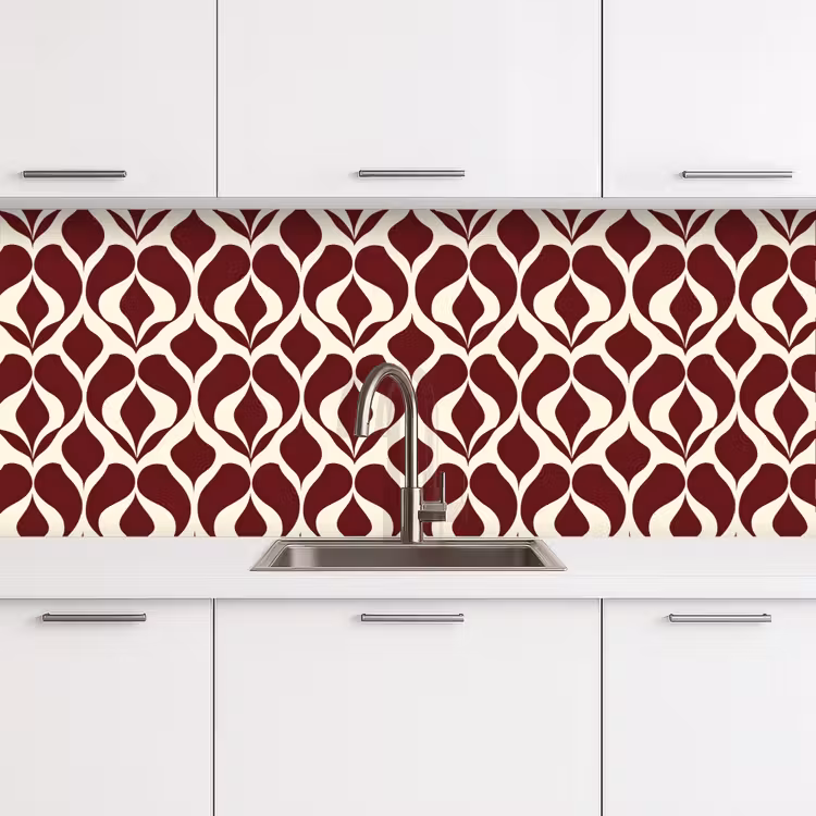 Rood - Druppelpatroon - Grafisch keuken achterwand 2 middel 871 -3d
