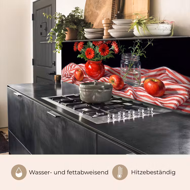 Küchenrückwand - Rote Blumen – Vase - Rode bloemen - Vaas keuken achterwand 2 middel