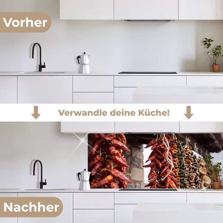Küchenrückwand - Rote Chilischoten – Essen - Rode pepers - Eten keuken achterwand 2 middel