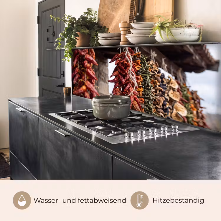 Küchenrückwand - Rote Chilischoten – Essen - Rode pepers - Eten keuken achterwand 2 middel