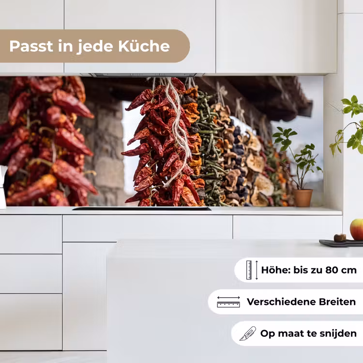 Küchenrückwand - Rote Chilischoten – Essen - Rode pepers - Eten keuken achterwand 2 middel