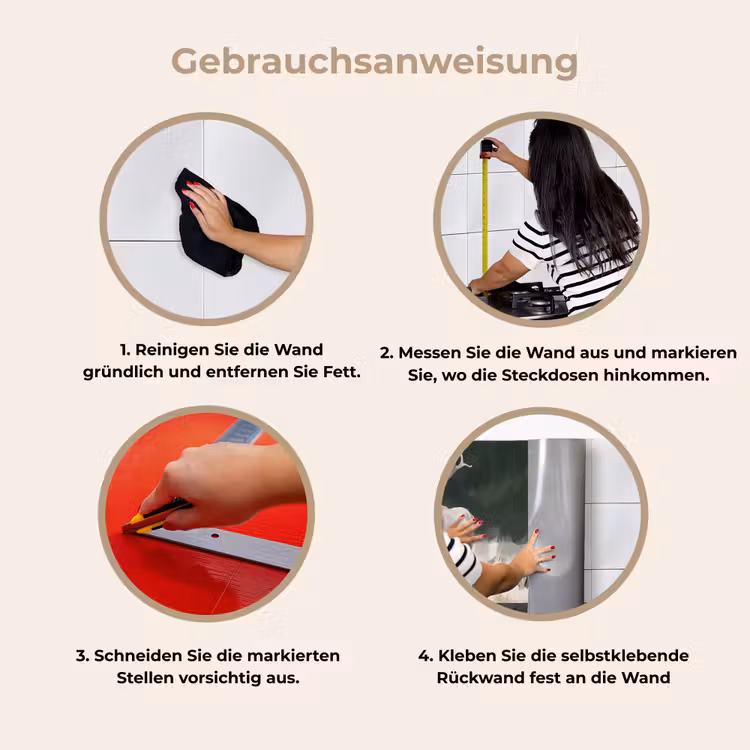 Edelhert - Gewei - Schildering - Rustiek keuken achterwand 2 middel -gebruiksaanwijzing_DE