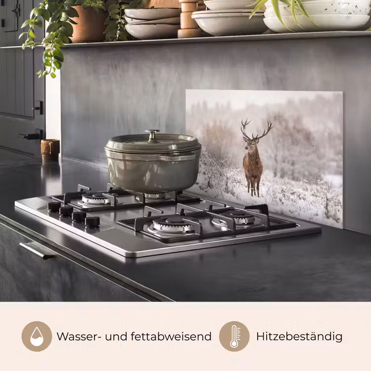 Edelhert - Bos - Sneeuw - Winter - Majestueus keuken achterwand spatscherm klein -usp_DE