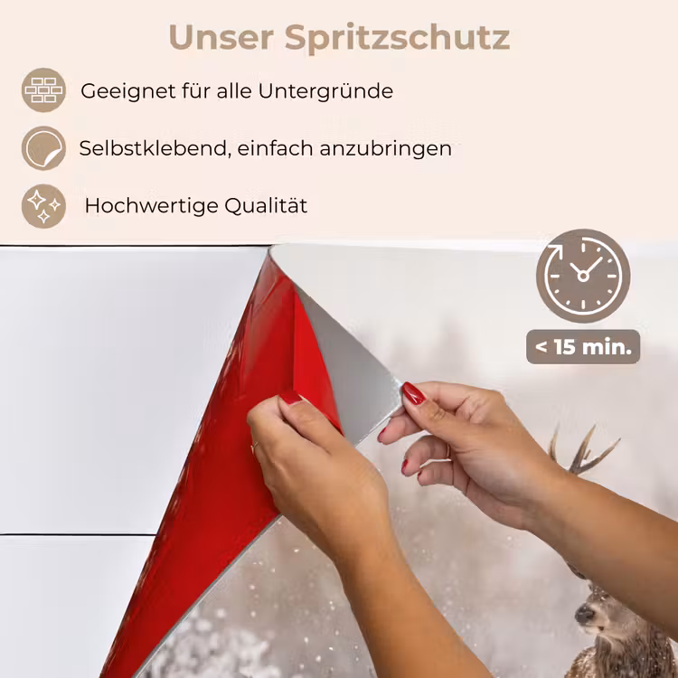 Edelhert - Bos - Sneeuw - Winter - Majestueus keuken achterwand spatscherm klein -spatscherm_DE