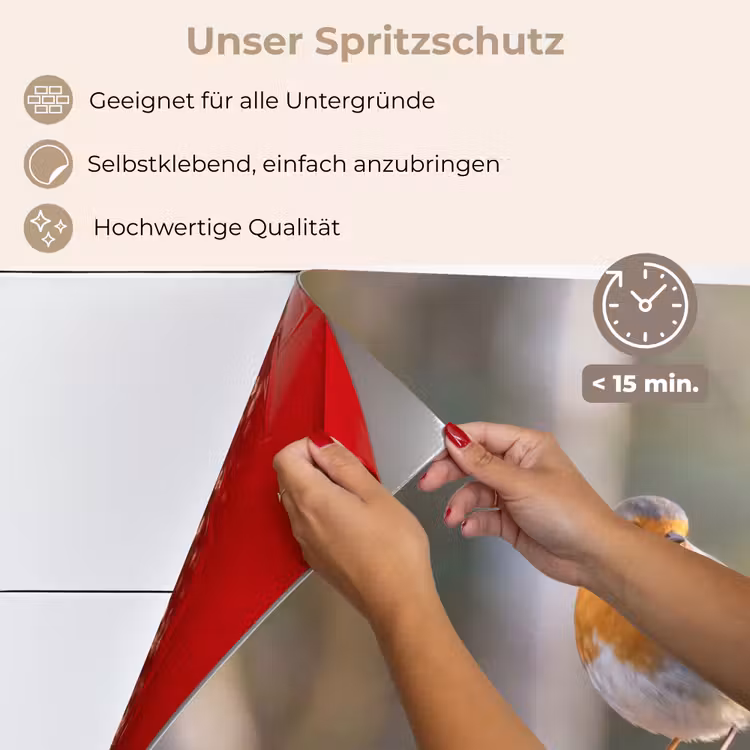 Roodborst - Tak - Bessen - Natuur keuken achterwand spatscherm klein -spatscherm_DE