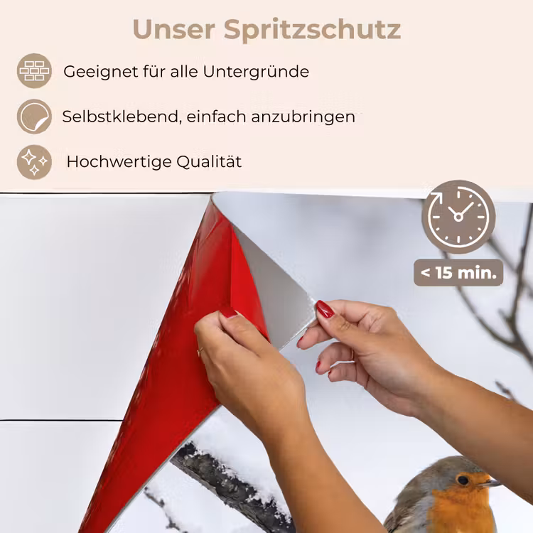 Roodborstje - Tak - Sneeuw - Winter - Levendig keuken achterwand spatscherm klein -spatscherm_DE