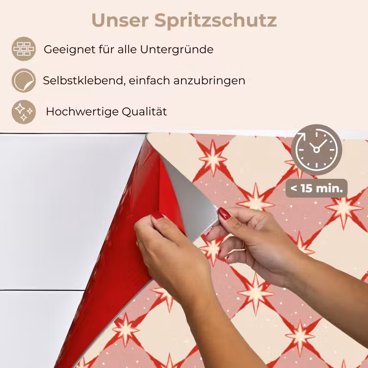 Ruiten - Sterren - Vintage - Oudroze - Rood keuken achterwand spatscherm klein 900 -spatscherm_DE