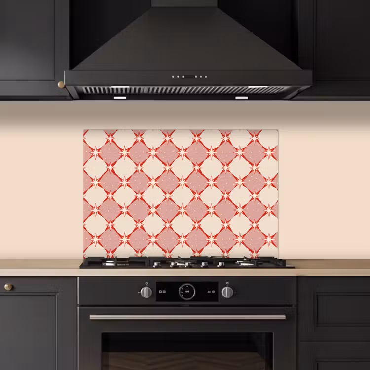Ruiten - Sterren - Vintage - Oudroze - Rood keuken achterwand spatscherm klein 900 -sfeer1