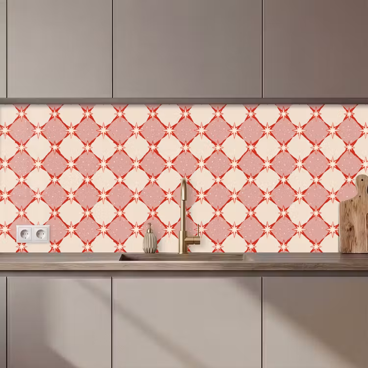Ruiten - Sterren - Vintage - Oudroze - Rood keuken achterwand 2 middel 871 zz_3dshopping
