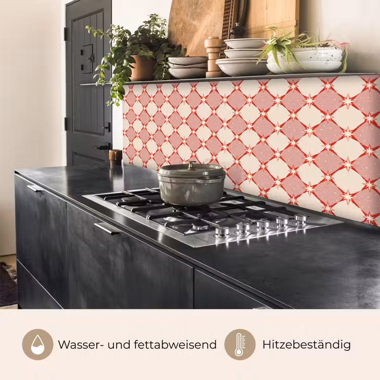 Ruiten - Sterren - Vintage - Oudroze - Rood keuken achterwand 2 middel 871 -usp_DE