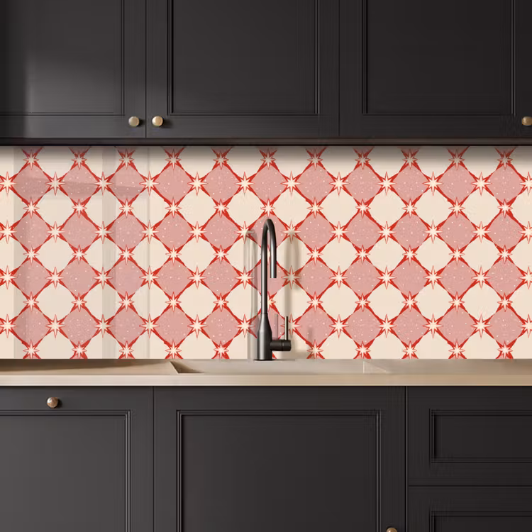 Ruiten - Sterren - Vintage - Oudroze - Rood keuken achterwand 2 middel 871 -sfeer1