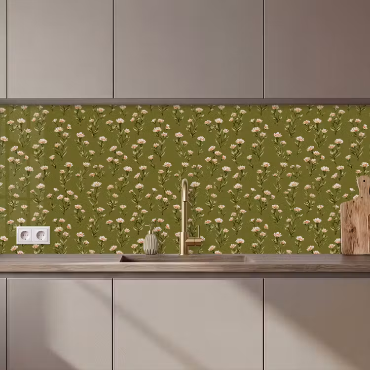 Landelijk - Bloemen -  Groen keuken achterwand 2 middel 871 zz_3dshopping