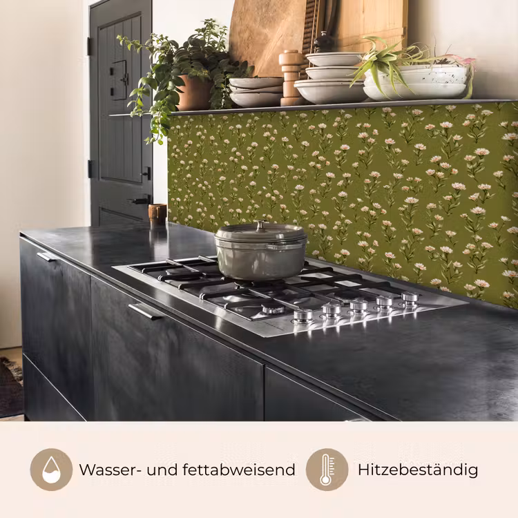 Landelijk - Bloemen -  Groen keuken achterwand 2 middel 871 -usp_DE