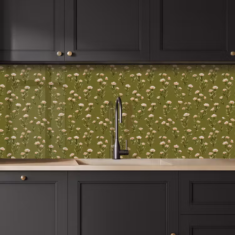 Landelijk - Bloemen -  Groen keuken achterwand 2 middel 871 -sfeer1