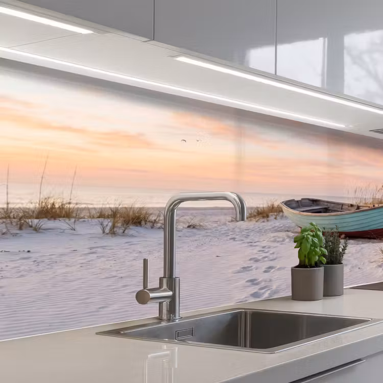 Rustiek - Roeiboot - Zandstrand keuken achterwand 2 middel -3d_schuin