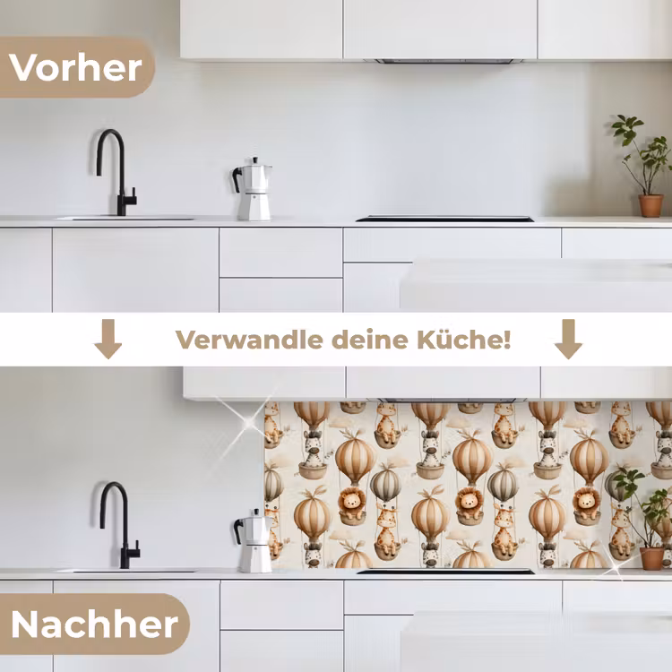 Safari - Luchtballonen - Taupe keuken achterwand 2 middel 871 -voor-na_DE