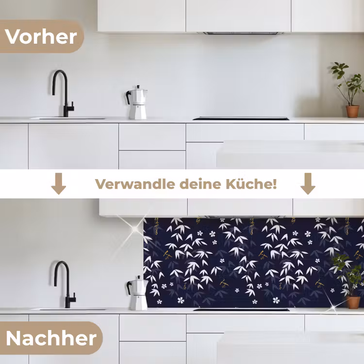 Sakura - Bloesem - Patroon - Japan keuken achterwand 2 middel 871 -voor-na_DE