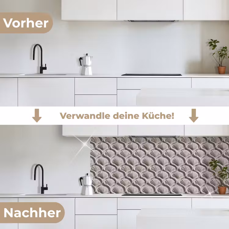 Zand - Schelpenvorm - Grijs keuken achterwand 2 middel 871 -voor-na_DE