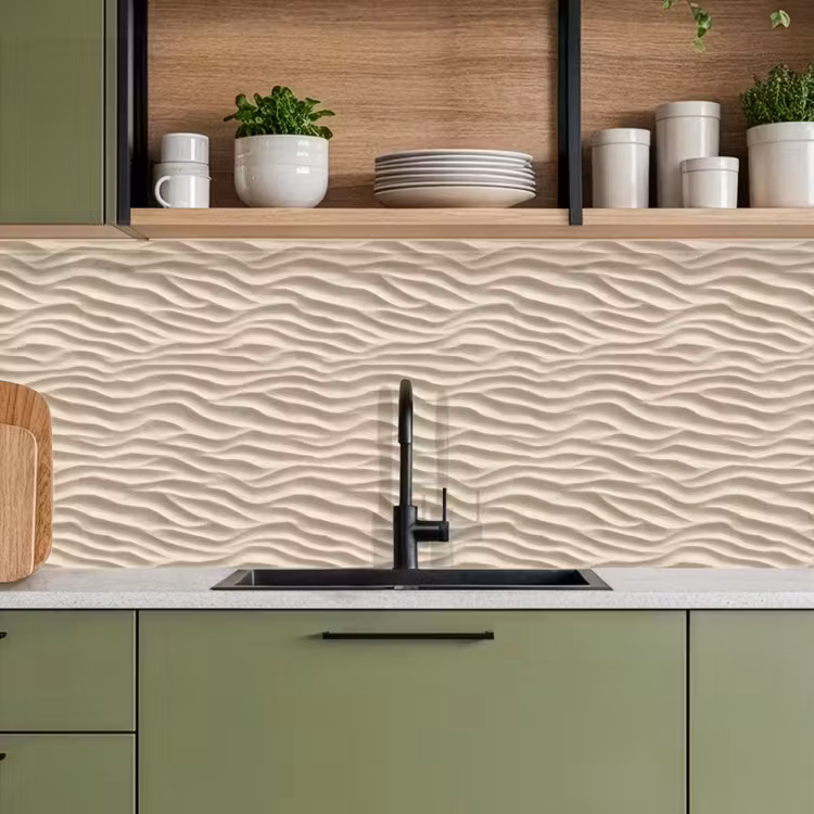 Zand - Golven - Beige keuken achterwand 2 middel 871 -sfeer3