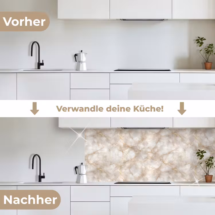 Zandkleurig - Marmer - Natuursteen keuken achterwand 2 middel 871 -voor-na_DE