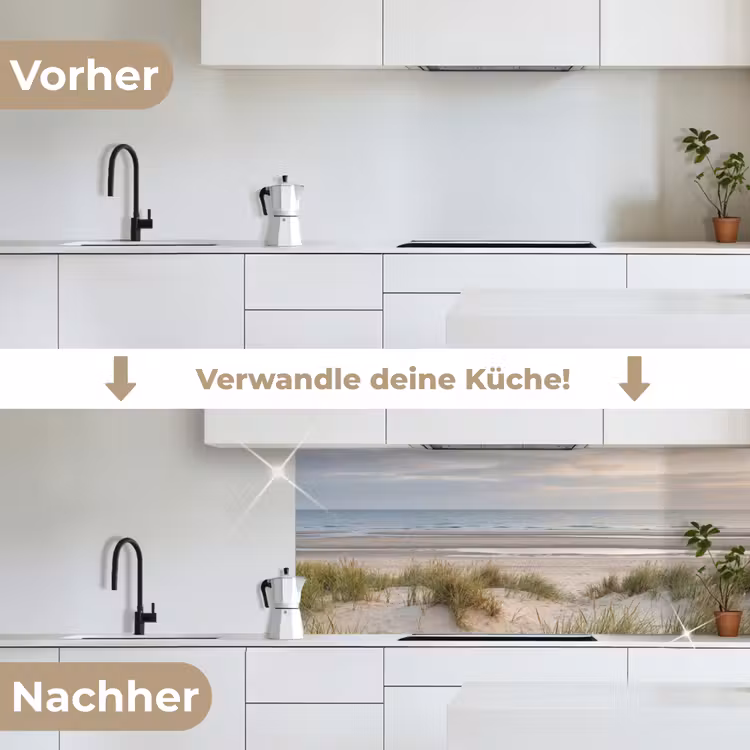 Zandstrand - Bewolkt - Duinen keuken achterwand 2 middel -voor-na_DE