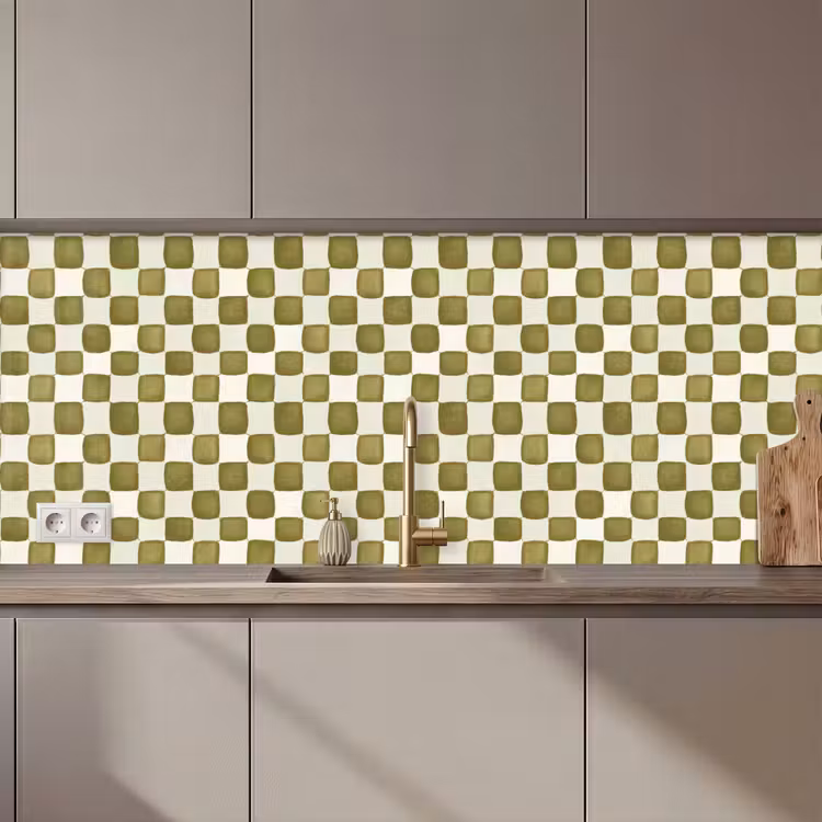 Schaak - Patroon - Groen keuken achterwand 2 middel 871 zz_3dshopping