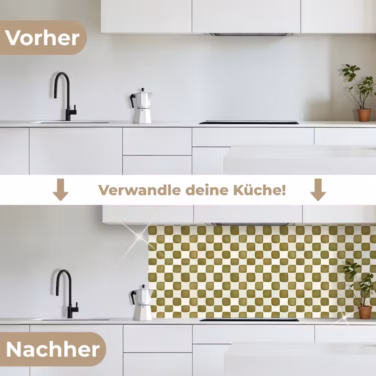 Schaak - Patroon - Groen keuken achterwand 2 middel 871 -voor-na_DE