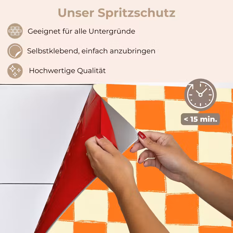 Schaak - Patroon - Oranje keuken achterwand spatscherm klein 900 -spatscherm_DE