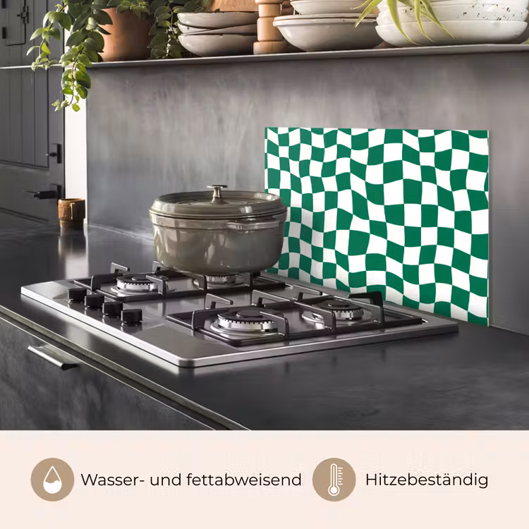 Schaakbord - Golvend - Groen keuken achterwand spatscherm klein 900 -usp_DE