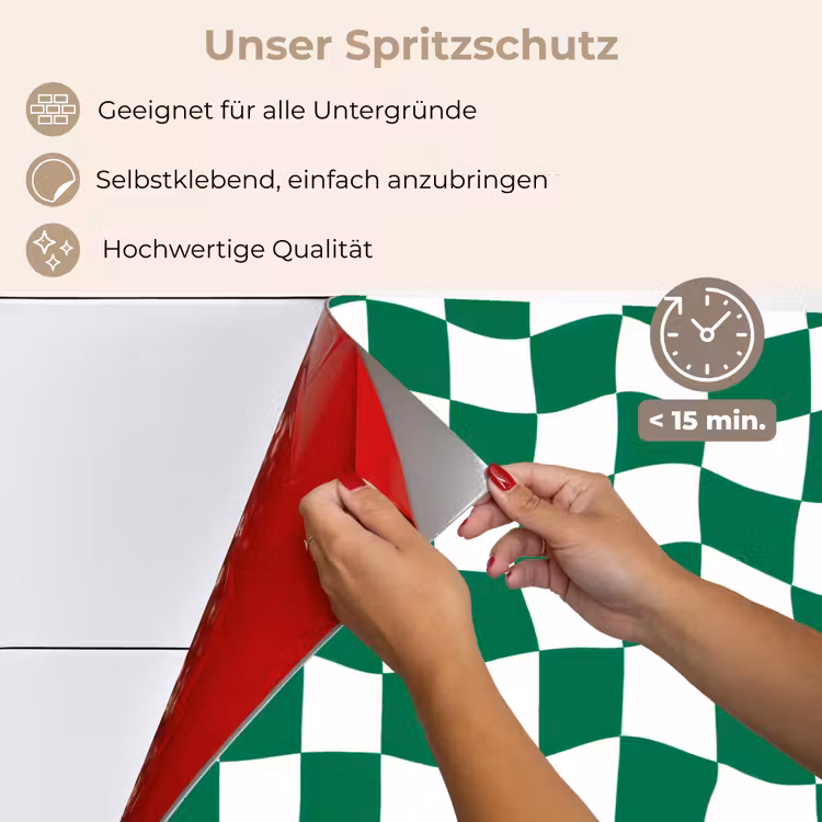 Schaakbord - Golvend - Groen keuken achterwand spatscherm klein 900 -spatscherm_DE