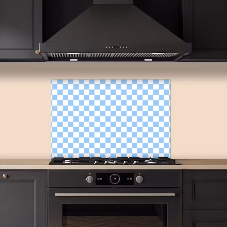Schaakbord - Klassiek - Blauw keuken achterwand spatscherm klein 900 -sfeer1