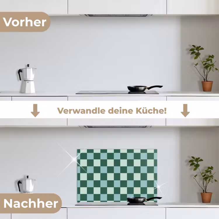 Schaakbord - Klassiek - Groen keuken achterwand spatscherm klein 900 -voor_na_DE