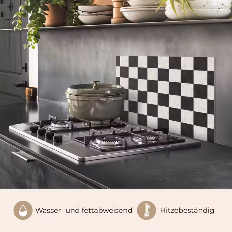 Dambord - Marmer - Zwart - Wit keuken achterwand spatscherm klein 900 -usp_DE