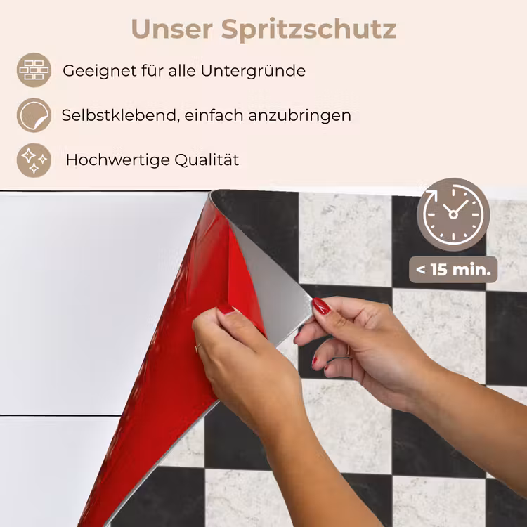 Dambord - Marmer - Zwart - Wit keuken achterwand spatscherm klein 900 -spatscherm_DE
