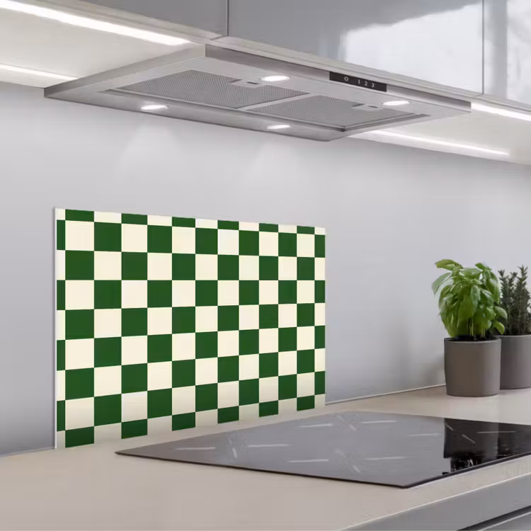 Schaakbord - Patroon - Groen keuken achterwand spatscherm klein 900 -3d_schuin