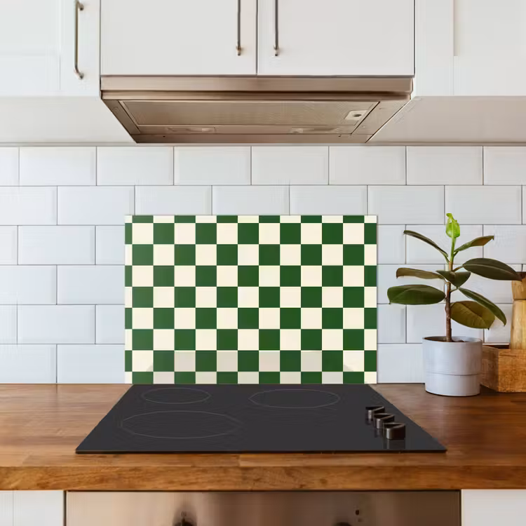 Schaakbord - Patroon - Groen keuken achterwand spatscherm klein 900 -sfeer2