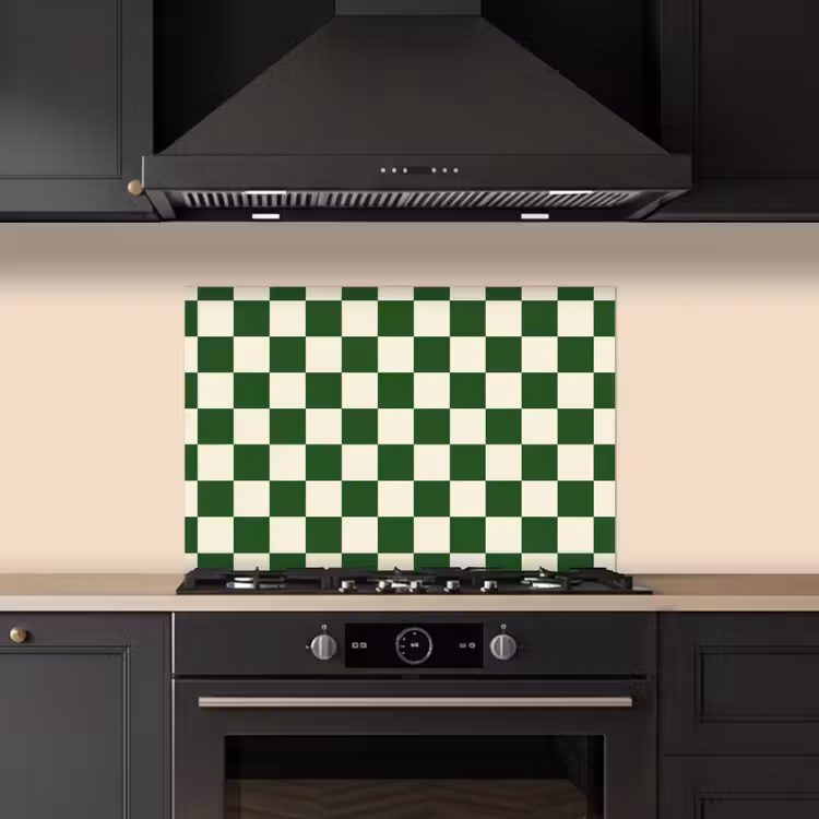 Schaakbord - Patroon - Groen keuken achterwand spatscherm klein 900 -sfeer1