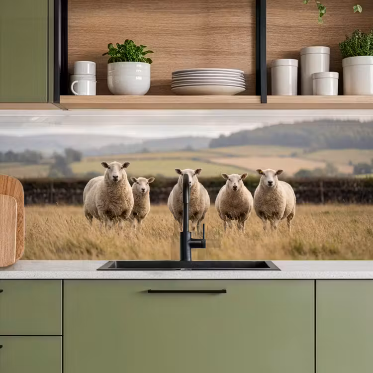 Schapen - Weidenlandschap - Heuvels keuken achterwand 2 middel -sfeer3