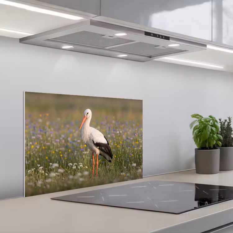 Ooienvaar - Bloemen - Weide - Kleurrijk keuken achterwand spatscherm klein -3d_schuin