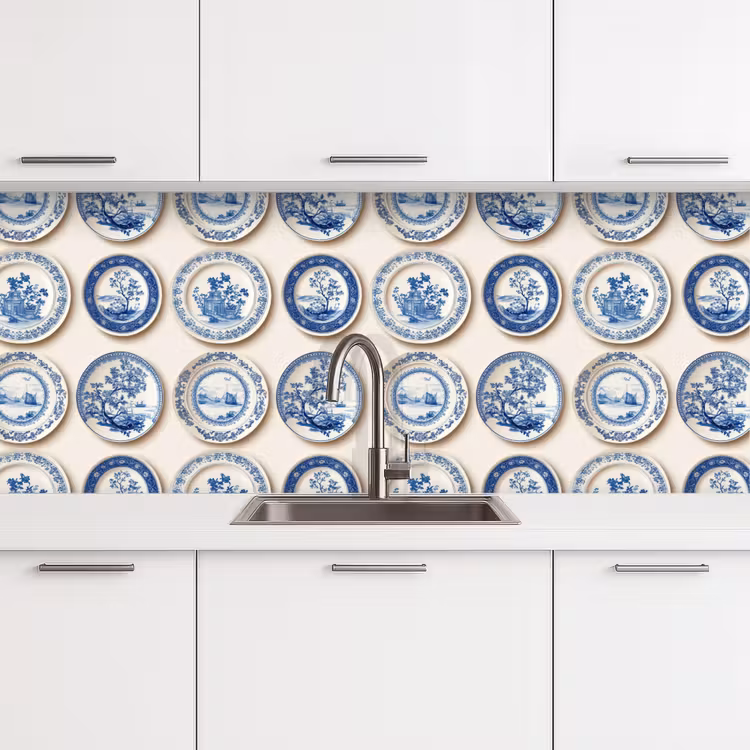 Borden - Bomen - Planten - Blauw keuken achterwand 2 middel 871 -3d