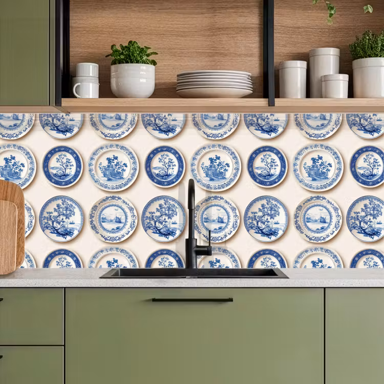 Borden - Bomen - Planten - Blauw keuken achterwand 2 middel 871 -sfeer3